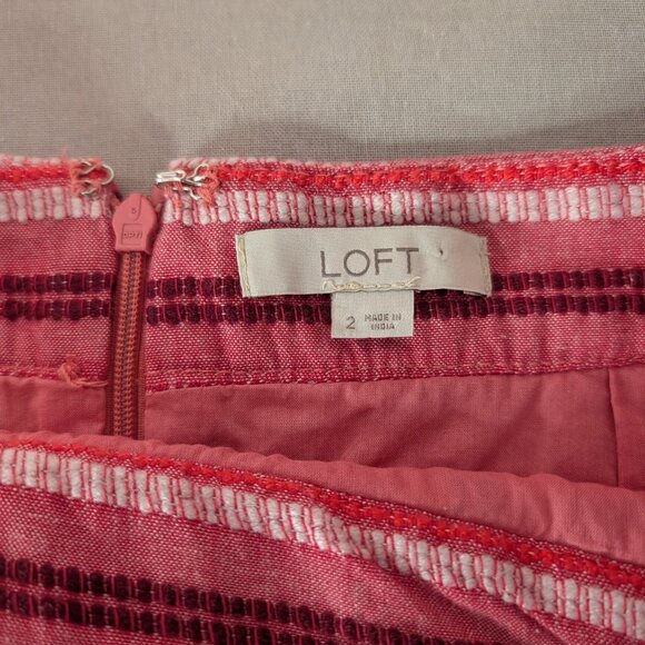 Ann Taylor Loft Womens Size 2 Faux Wrap Skirt Pink Striped Woven Cotton Blend - Picture 4 of 9